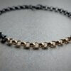 geoxideerd zilveren jasseron armband met gouden tussenstuk