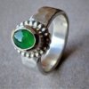 Zilveren gematteerde ring met aventurijn en pareldraad