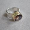 Zilveren ring met rookkwarts in gouden kast - Afbeelding 2