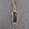 Gouden hanger met groene- en witte toermalijn - Afbeelding 2