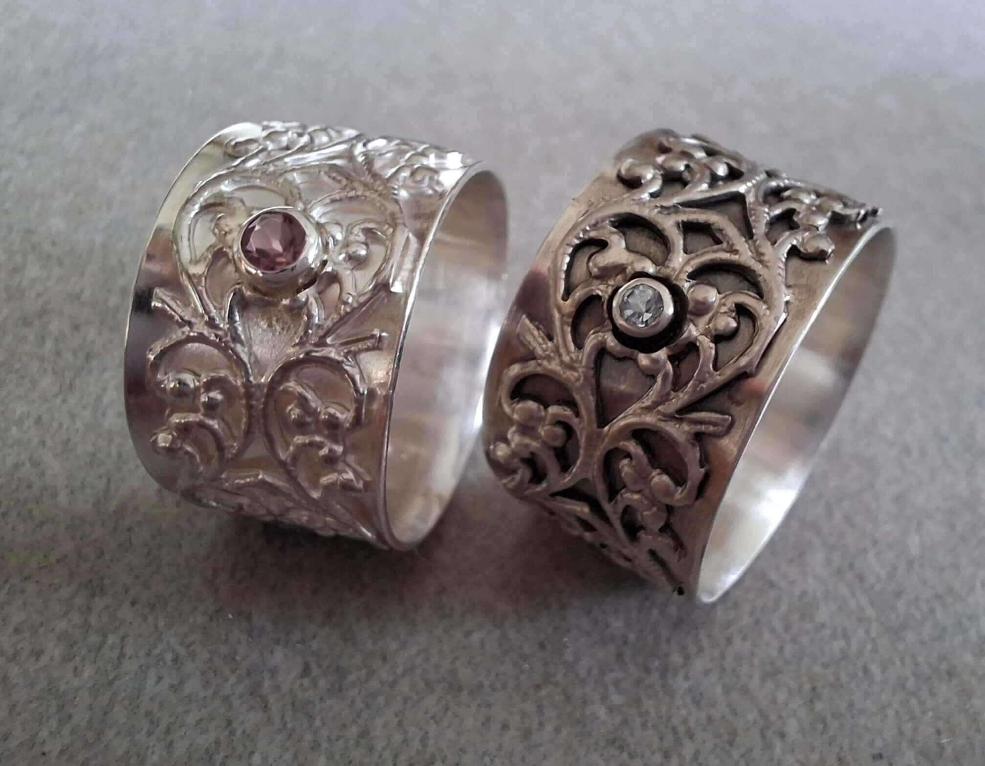 Barokke ring in zilver met sky blue topaas - Afbeelding 2